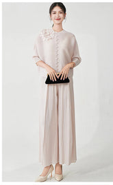 Truly Plissé Floral Blouse Top  & Pant Set